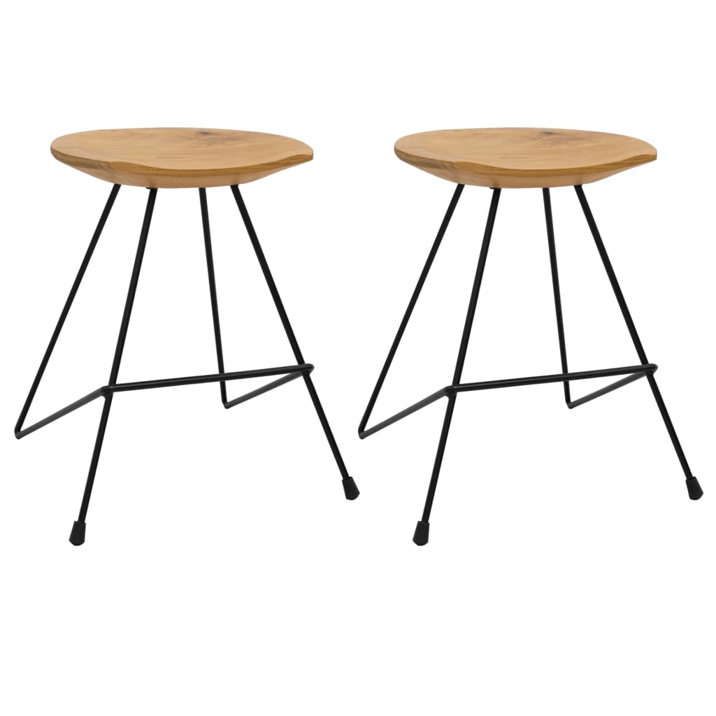 Stools 2 pcs Solid Teak Wood