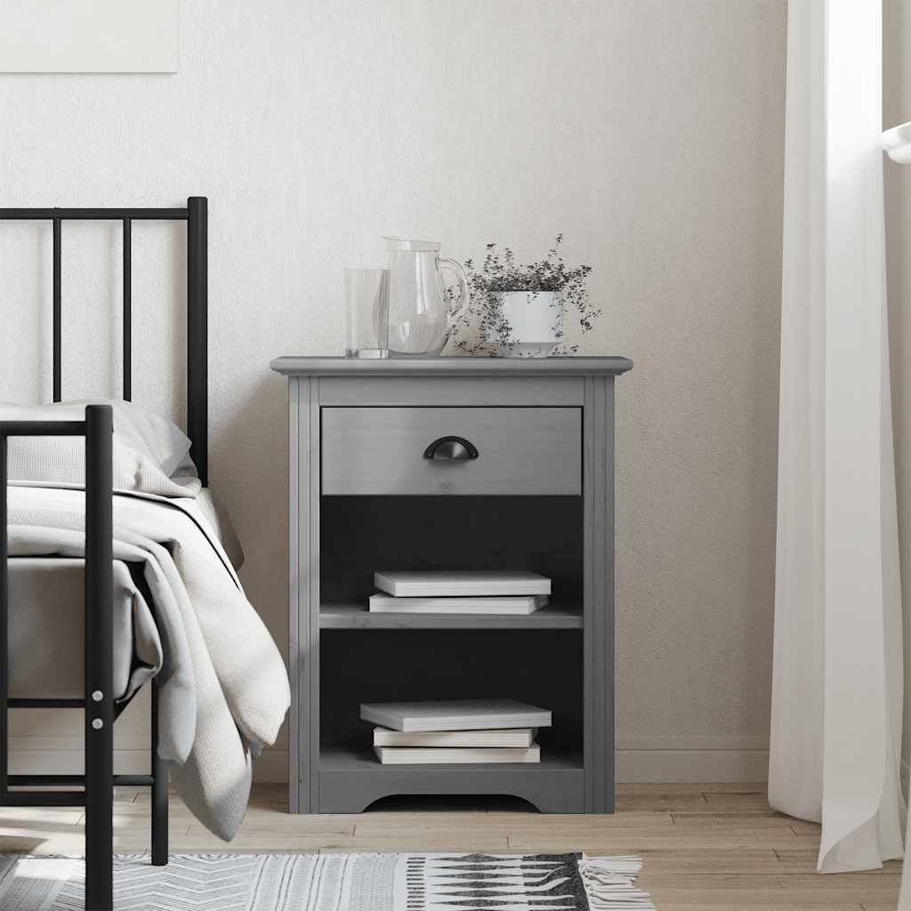 Bedside Cabinet BODO Grey 53x38.5x66 cm Solid Wood Pine