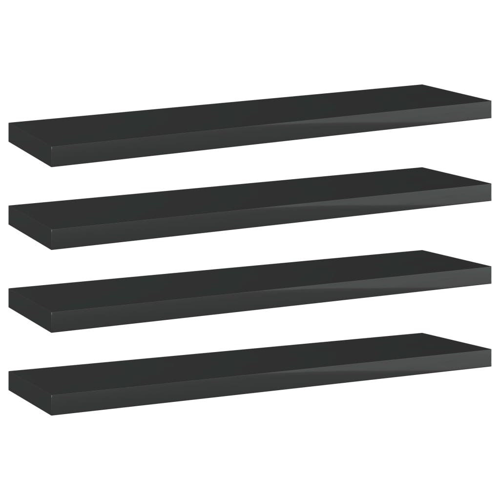 Bookshelf Boards 4 pcs High Gloss Black 40x10x1.5 cm Engineered Wood