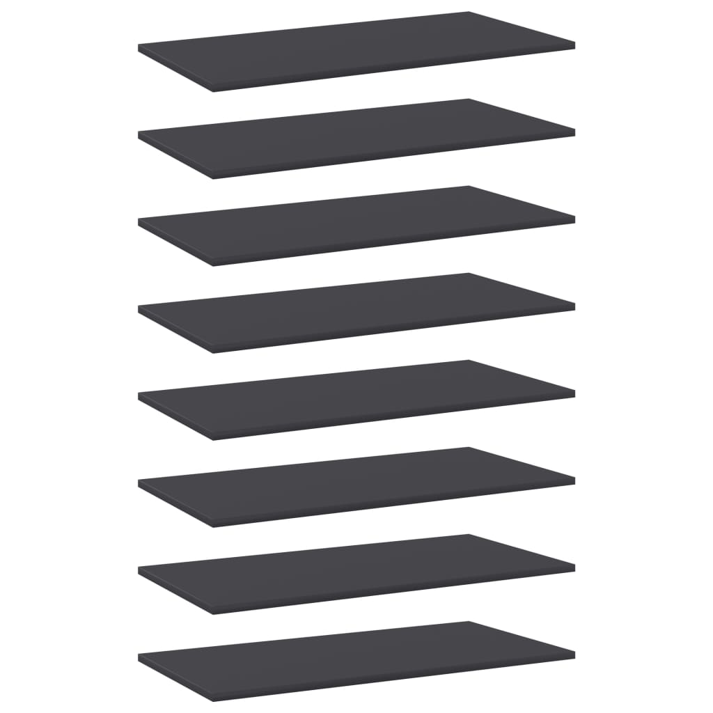 Bookshelf Boards 8 pcs Grey 80x40x1.5 cm Engineered Wood