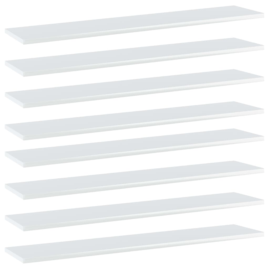 Bookshelf Boards 8 pcs High Gloss White 100x20x1.5 cm Engineered Wood