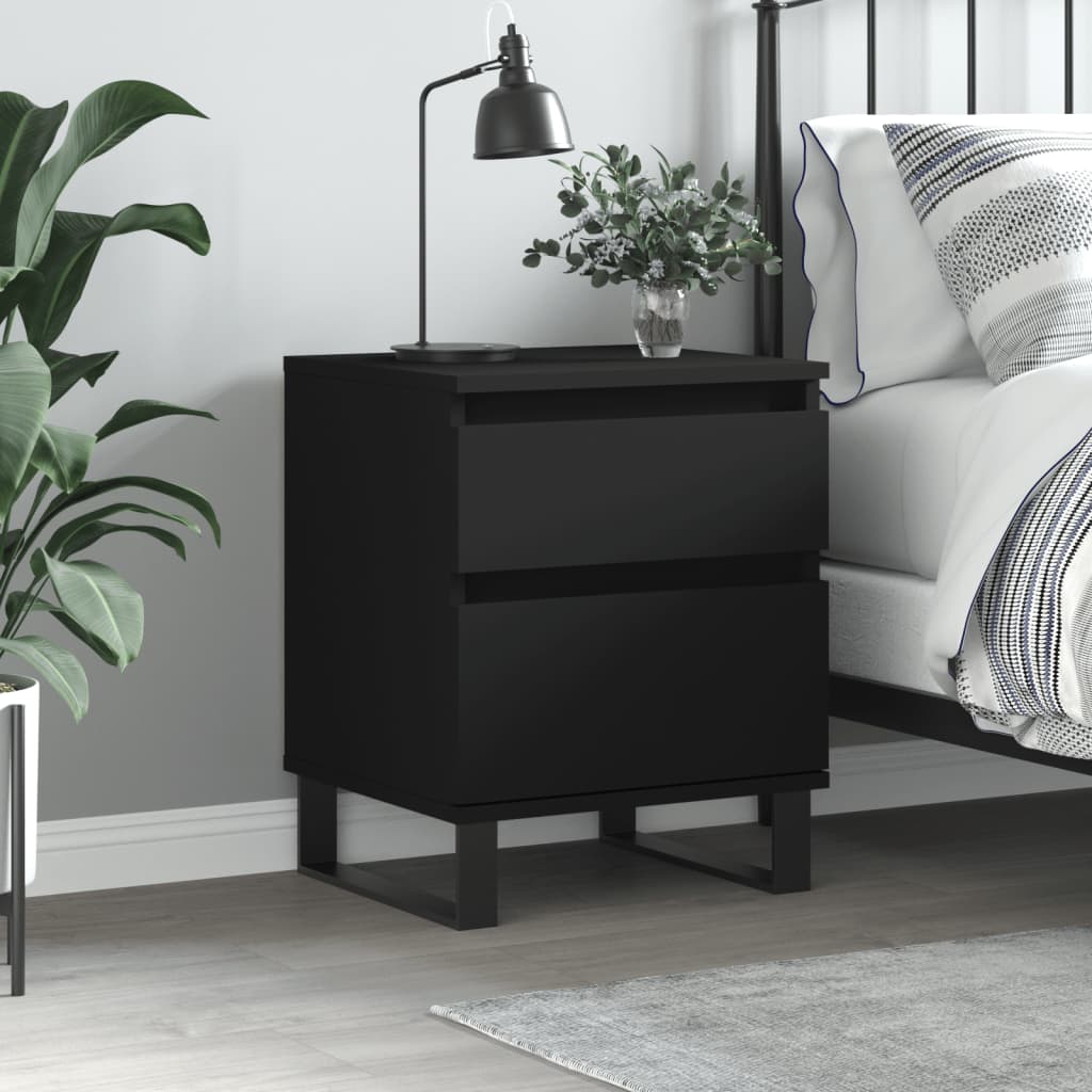 Bedside Cabinet Black 40x35x50 cm Engineered Wood