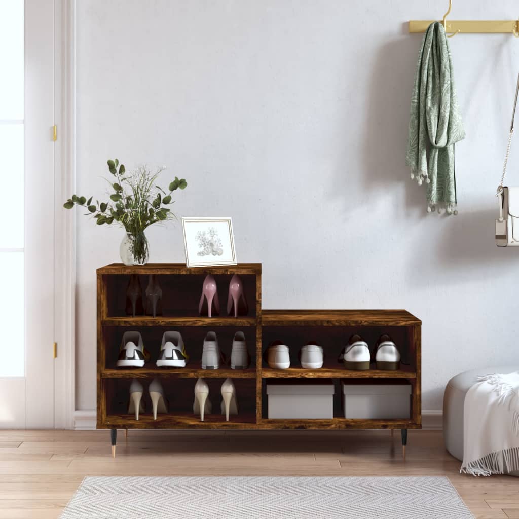 Shoe Cabinet Smoked Oak 102x36x60 cm Engineered Wood