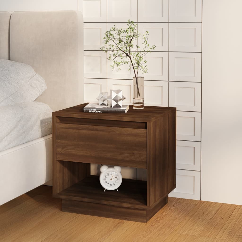 Bedside Cabinet Brown Oak 45x34x44 cm Engineered Wood