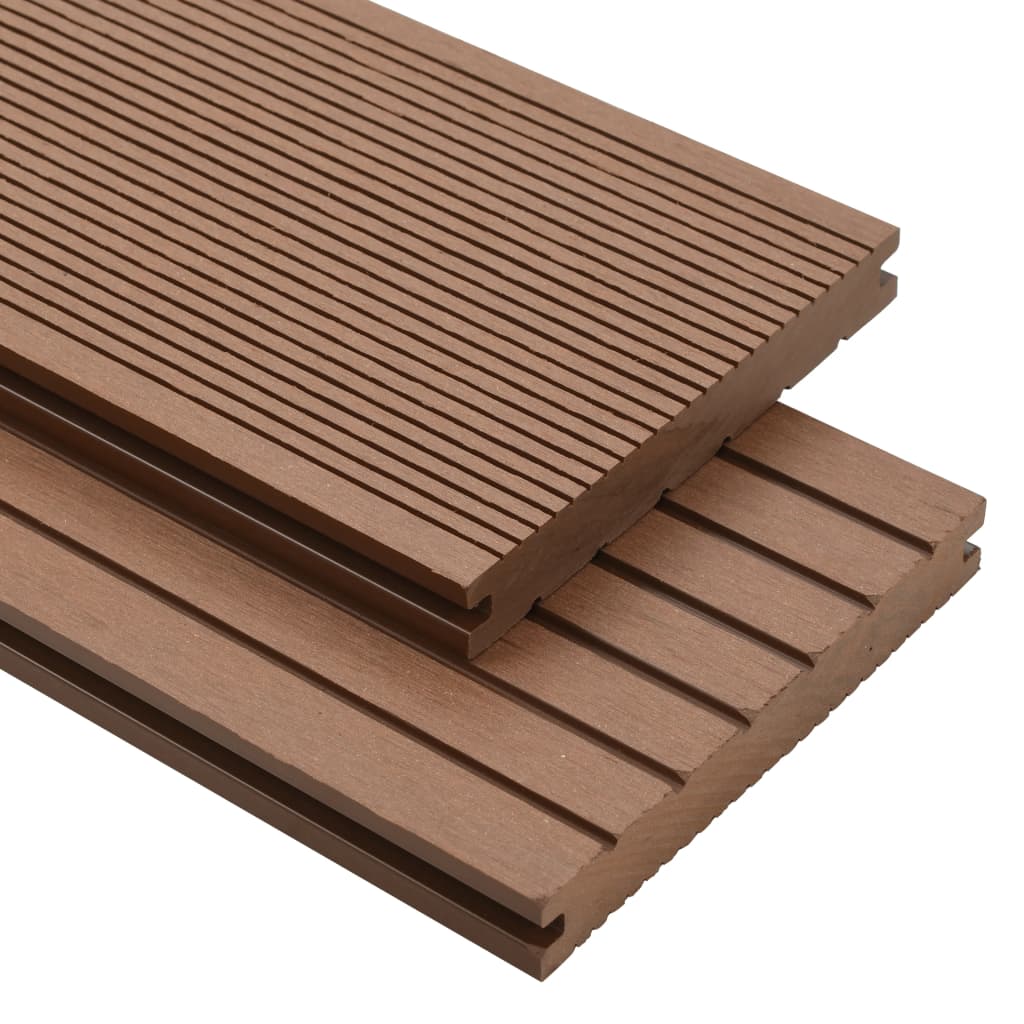 WPC Solid Decking Boards with Accessories 30m² 2.2m Light Brown