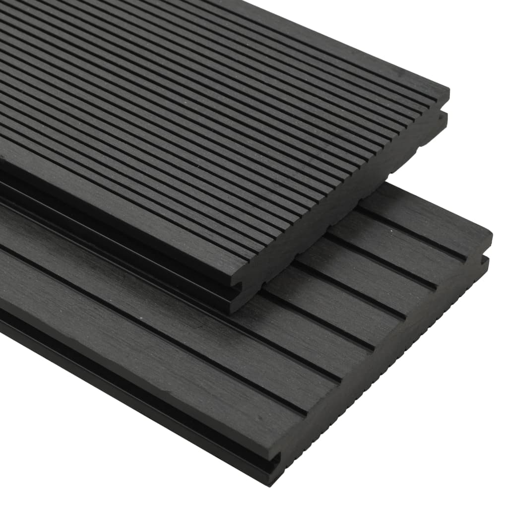 WPC Solid Decking Boards with Accessories 20 m² 2.2 m Black