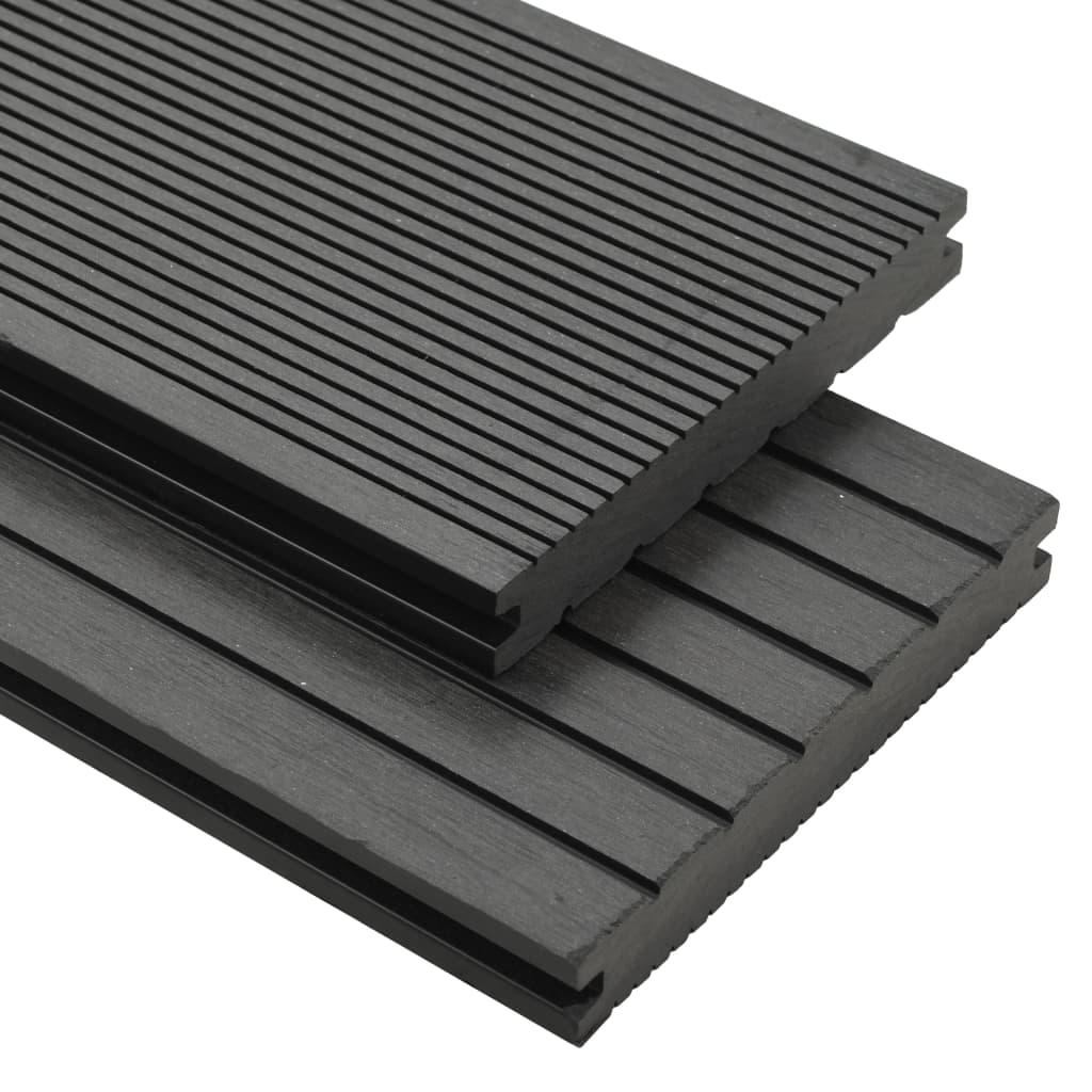 WPC Solid Decking Boards with Accessories 16 m² 2.2 m Grey