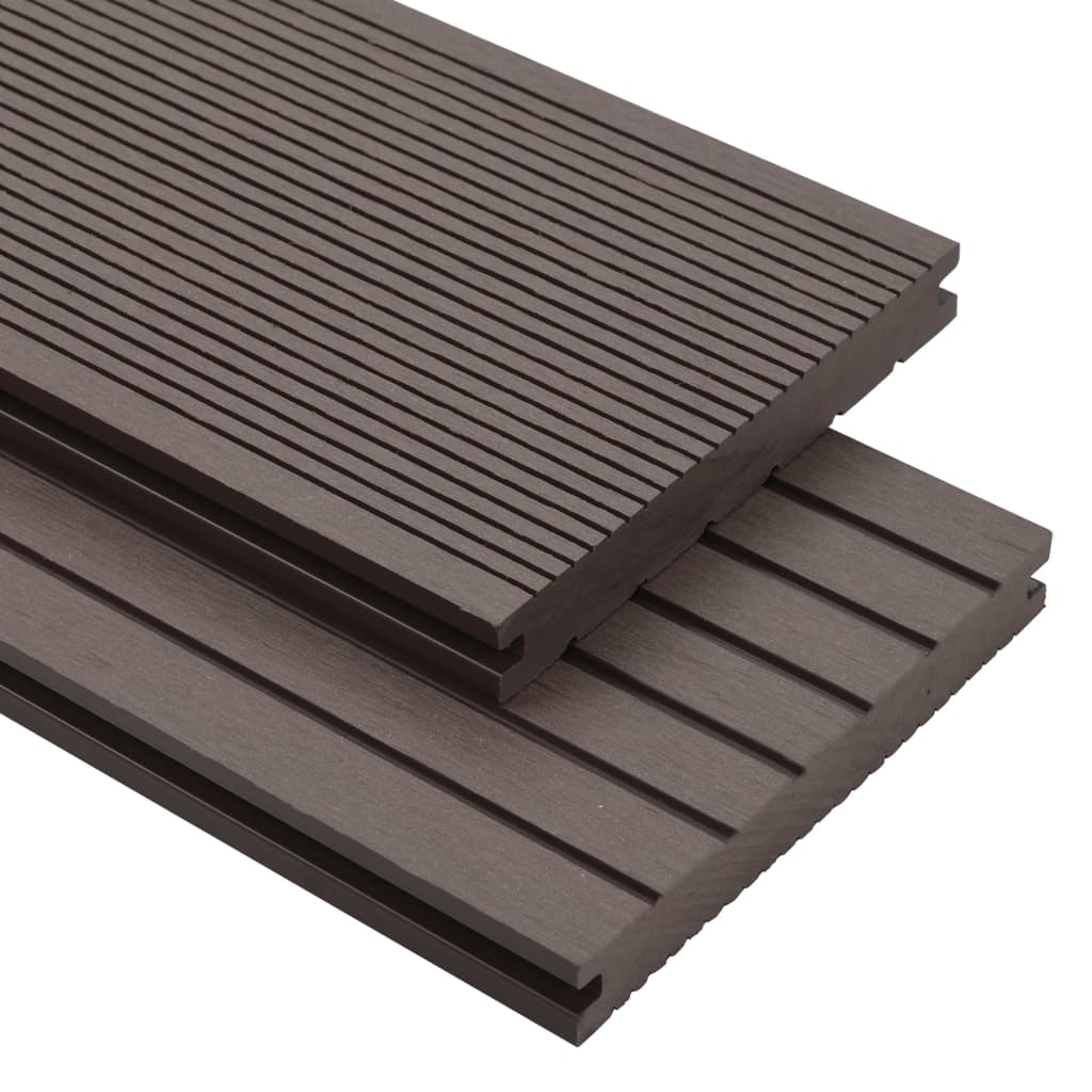 WPC Solid Decking Boards with Accessories 26m² 2.2m Dark Brown