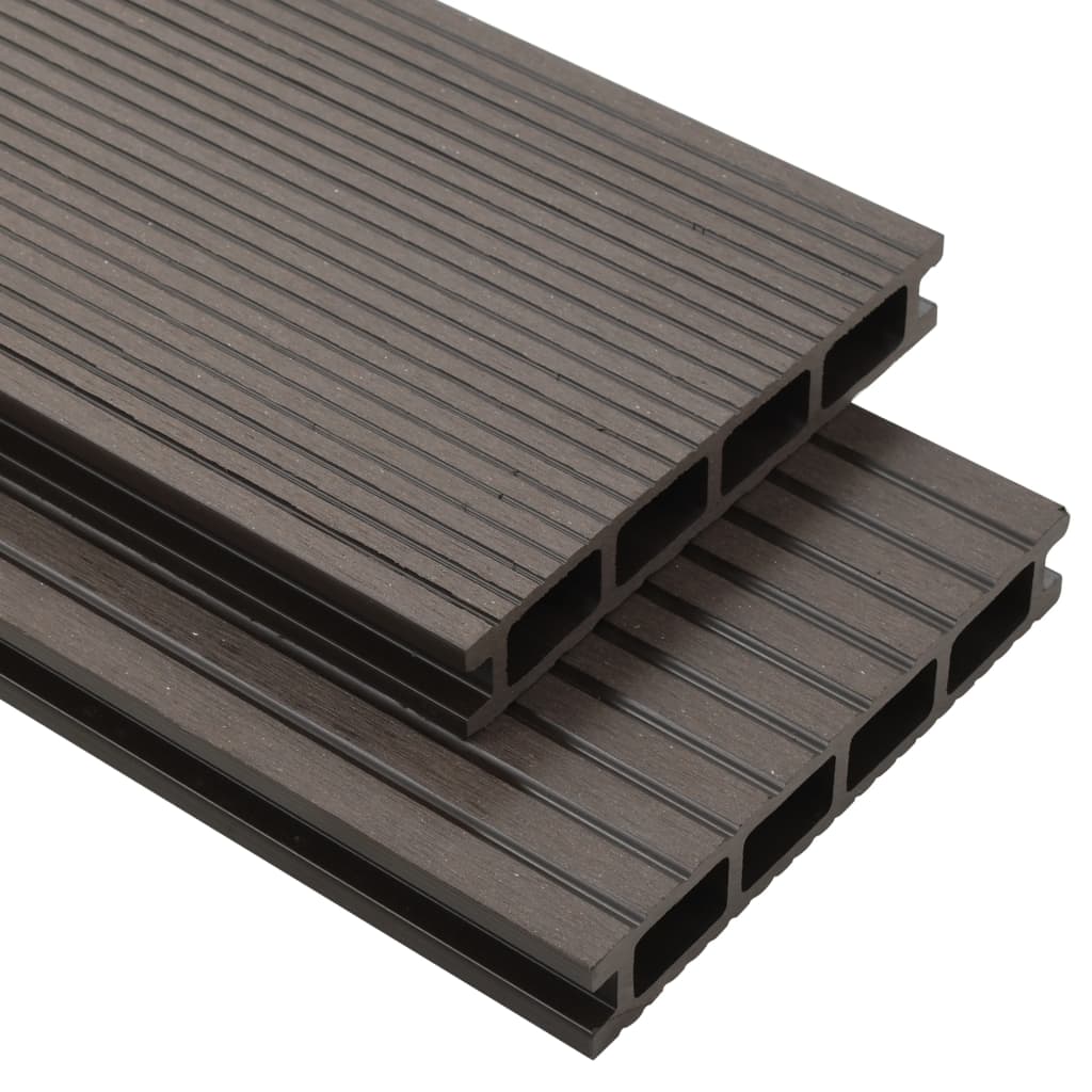 WPC Hollow Decking Boards with Accessories 30m² 2.2m Dark Brown