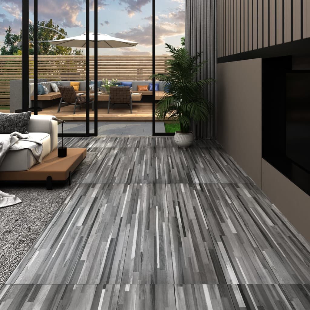 Self-adhesive PVC Flooring Planks 5.21 m? 2 mm Striped Grey