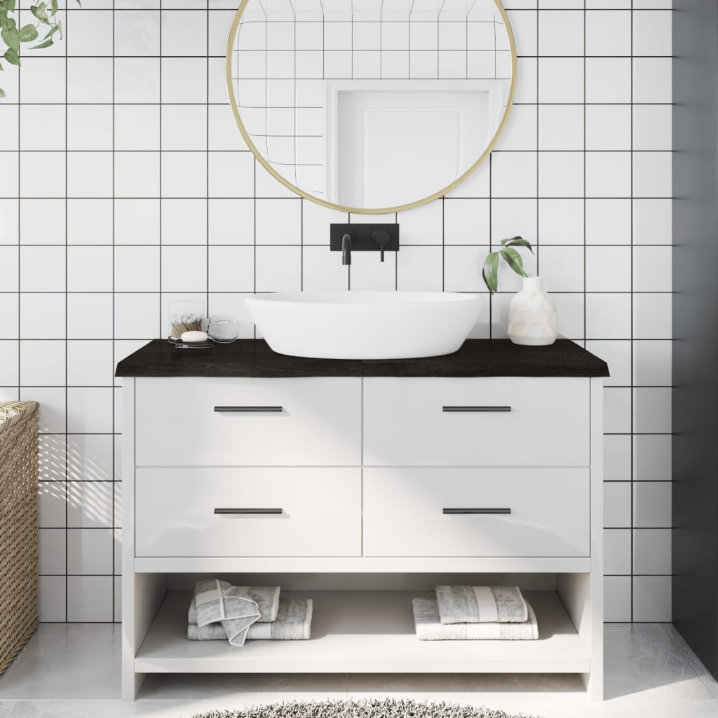 Bathroom Countertop Dark Brown 120x60x(2-4) cm Treated Solid Wood