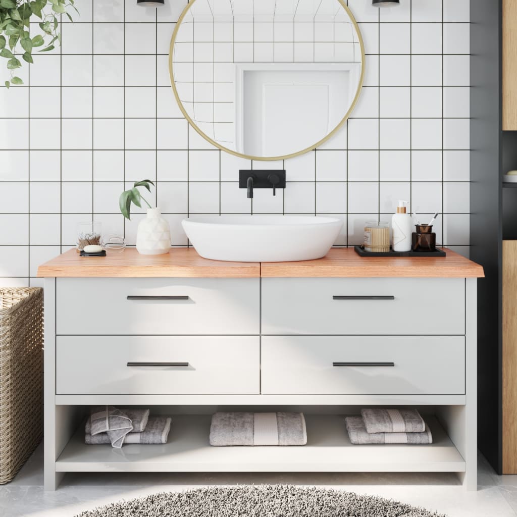 Bathroom Countertop Light Brown 160x50x(2-4)cm Treated Solid Wood