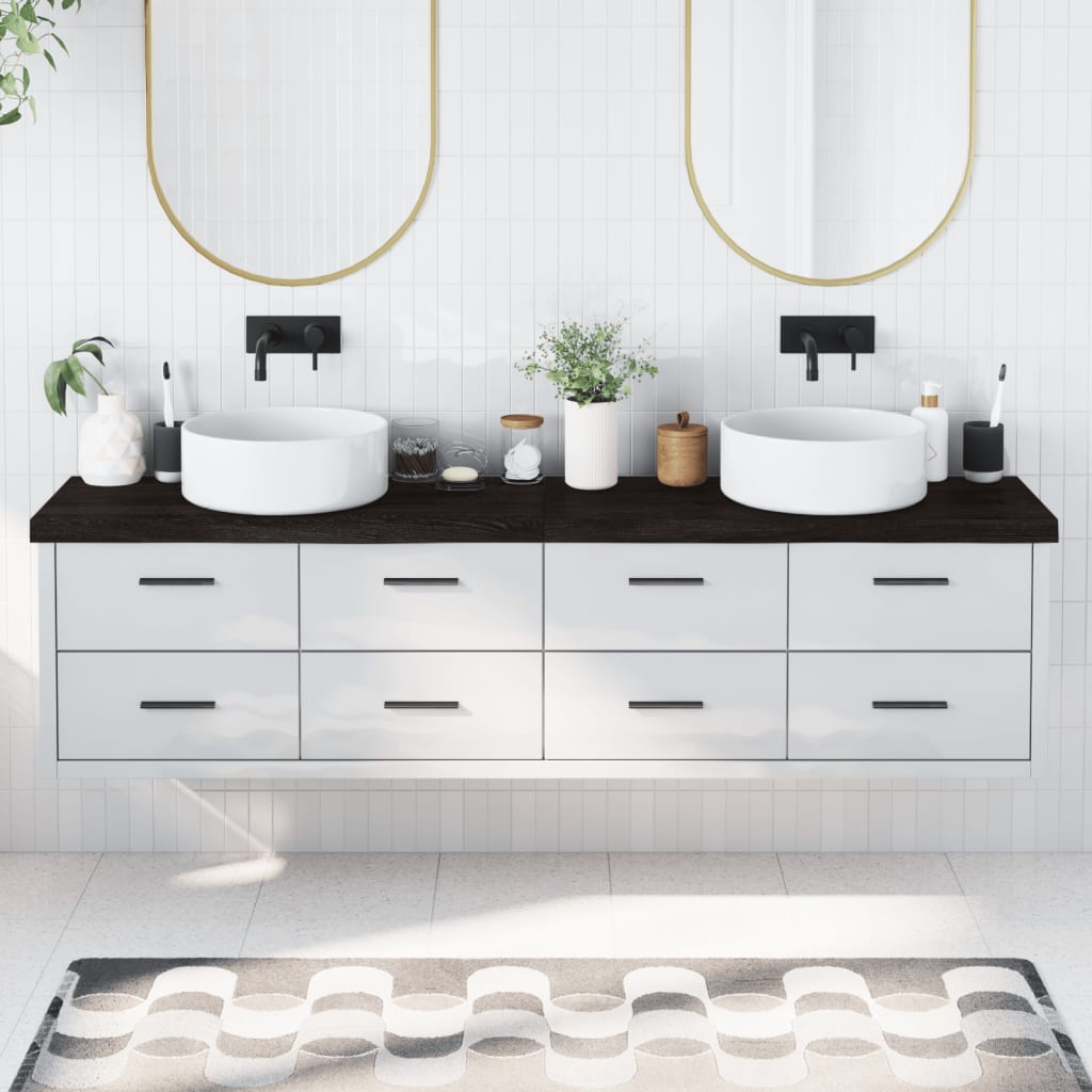 Bathroom Countertop Dark Brown 200x30x(2-6) cm Treated Solid Wood