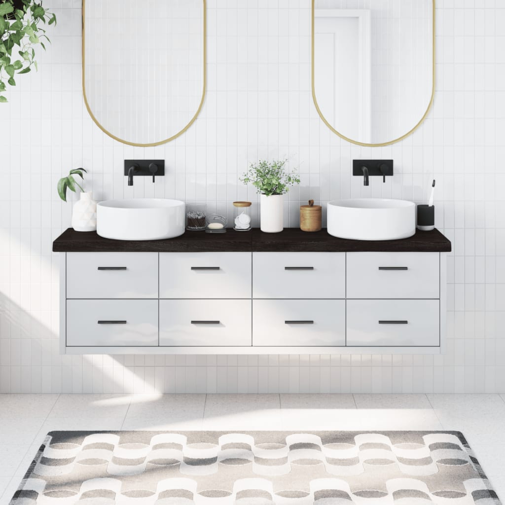 Bathroom Countertop Dark Brown 180x30x(2-6) cm Treated Solid Wood