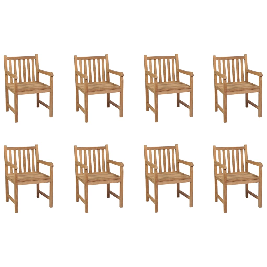 Outdoor Chairs 8 pcs Solid Teak Wood