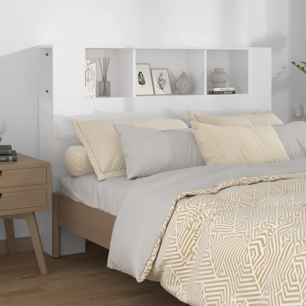 Headboard Cabinet High Gloss White 140x18.5x104.5 cm