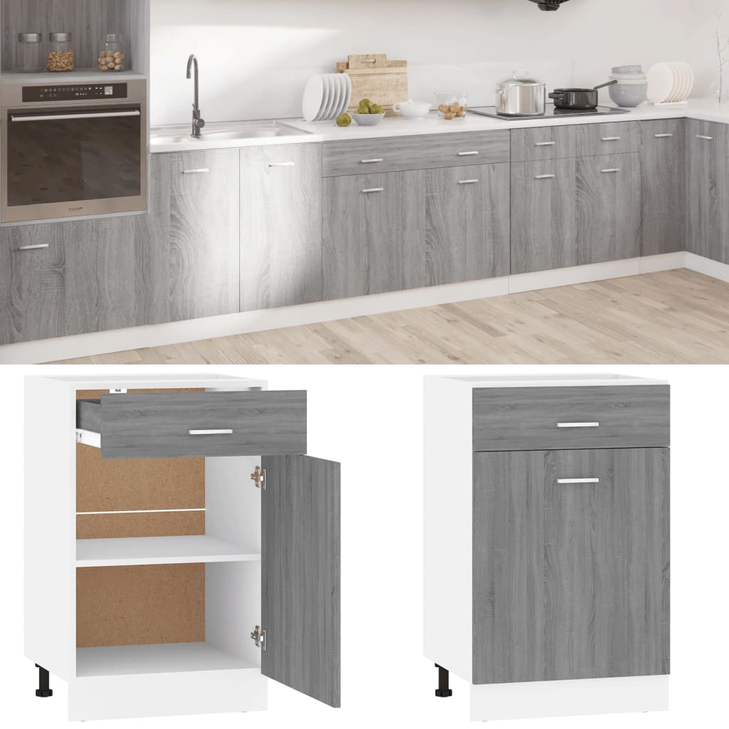 Drawer Bottom Cabinet Grey Sonoma 50x46x81,5 cm Engineered Wood