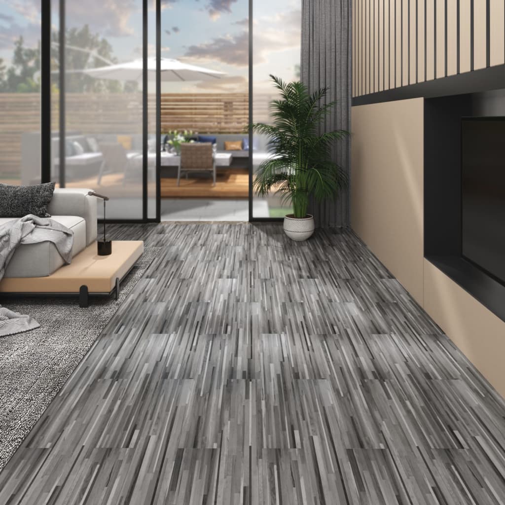 Non Self-adhesive PVC Flooring Planks 5.26 m² 2 mm Striped Grey