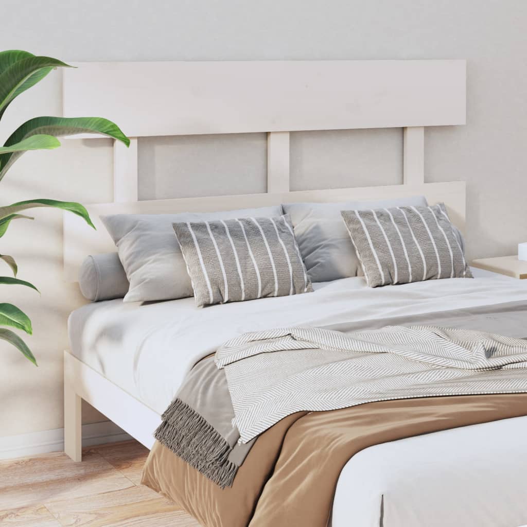 Bed Headboard White 144x3x81 cm Solid Wood Pine