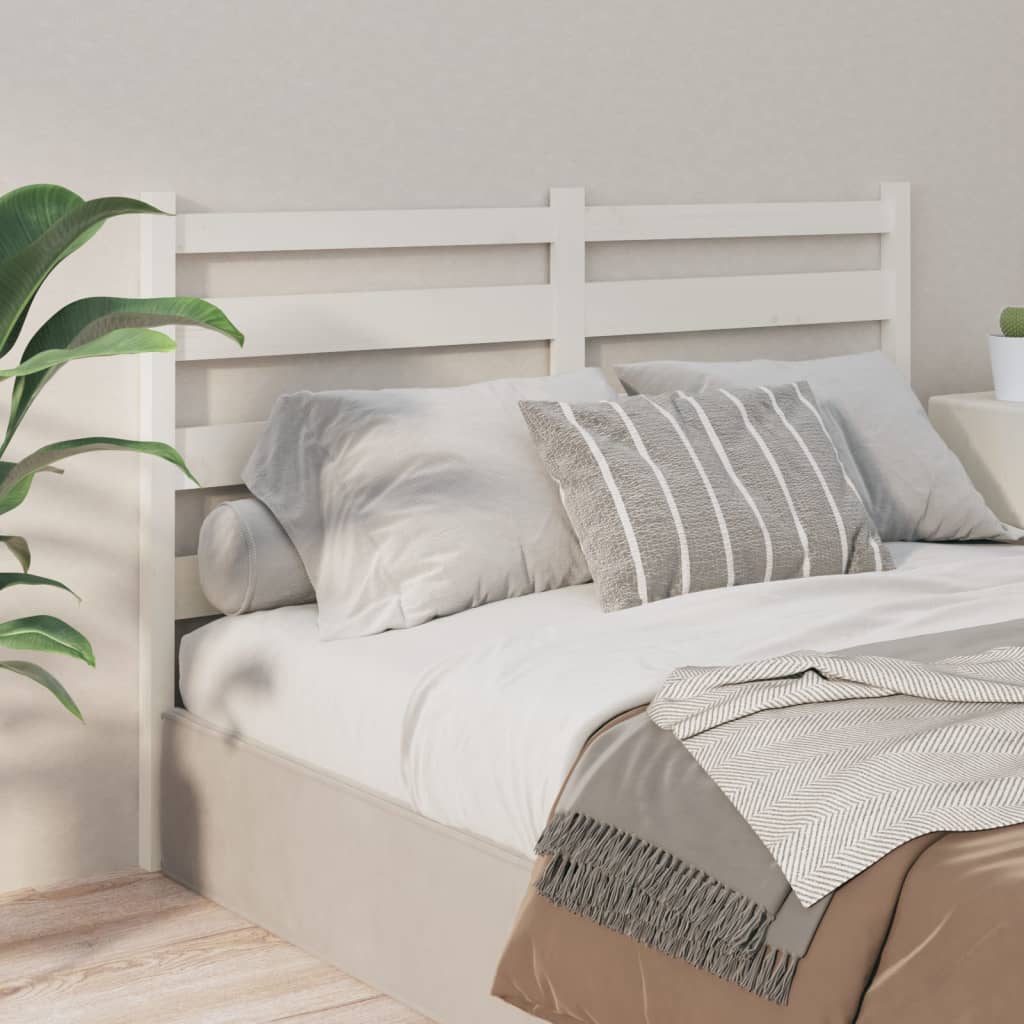 Bed Headboard White 146x4x100 cm Solid Wood Pine