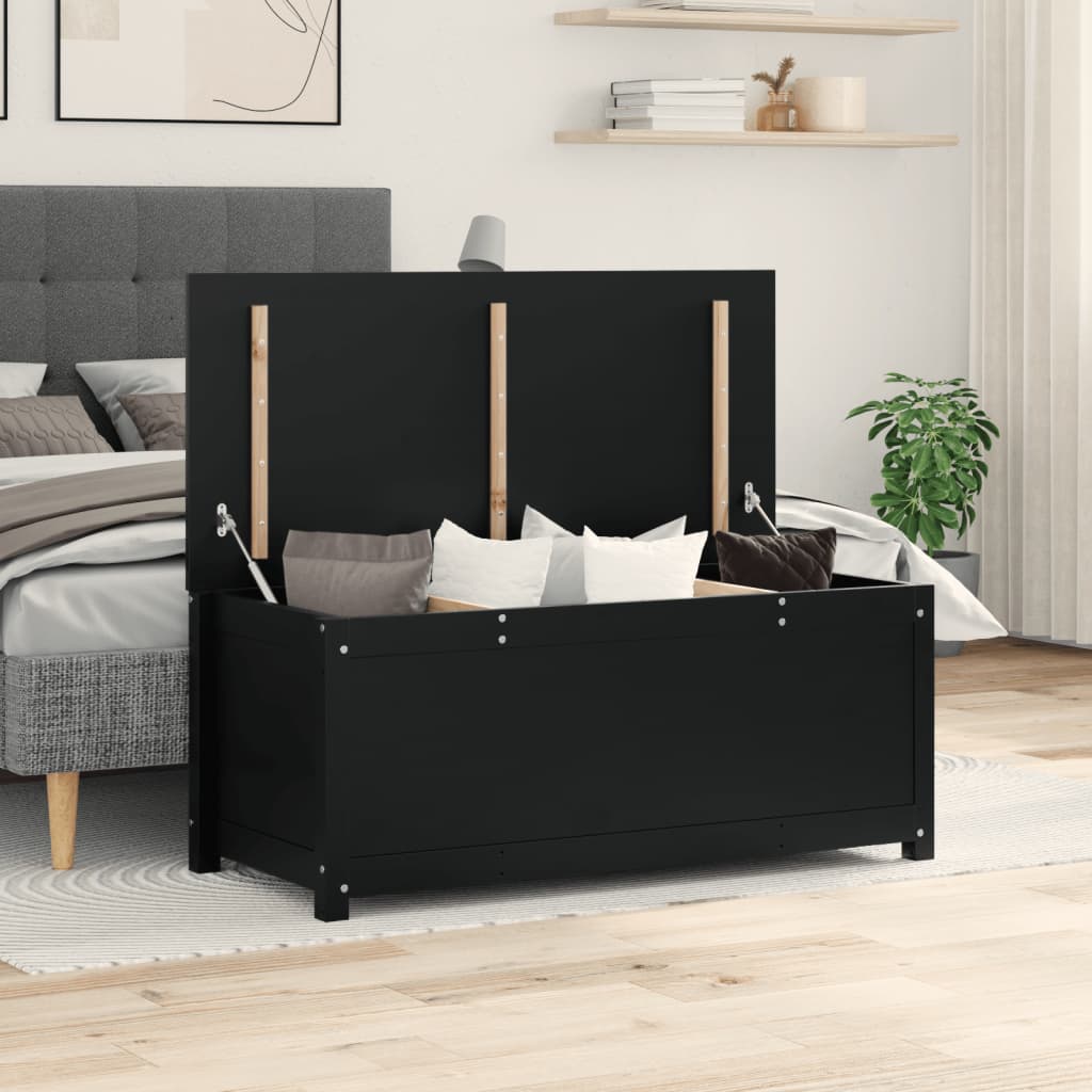 Storage Box Black 110x50x45.5 cm Solid Wood Pine