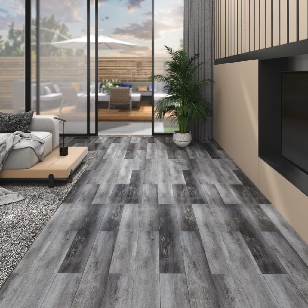 PVC Flooring Planks 5.02 m² 2 mm Self-adhesive Shiny Grey