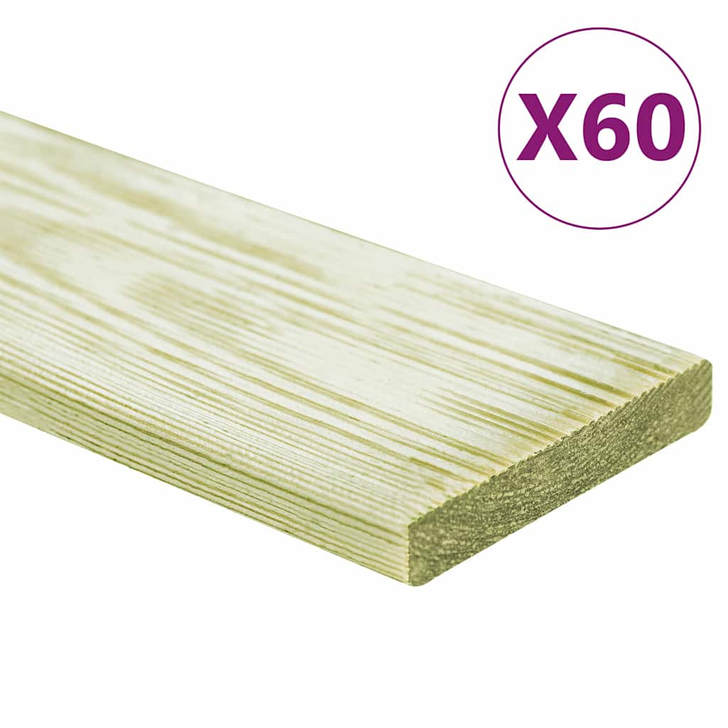 Decking Boards 60 pcs 7.2 m² 1m Impregnated Solid Wood Pine