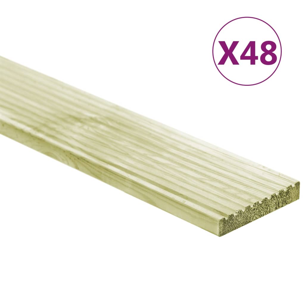 Decking Boards 48 pcs 6.96 m² 1m Impregnated Solid Wood Pine