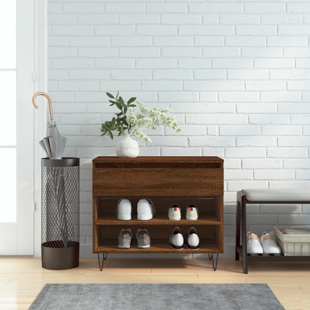 Shoe Cabinet Brown Oak 70x36x60 cm Engineered Wood