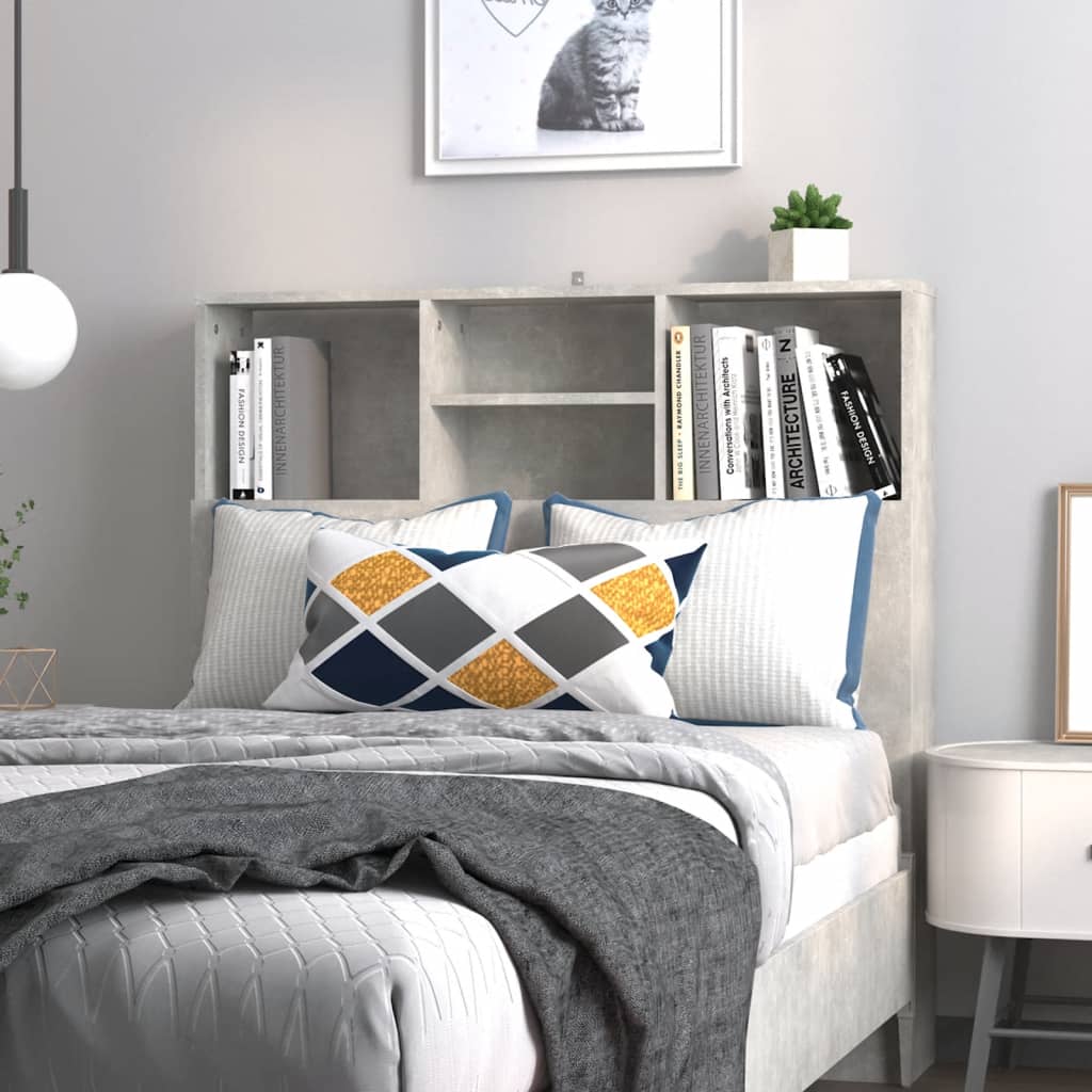 Headboard Cabinet Concrete Grey 100x19x103.5 cm