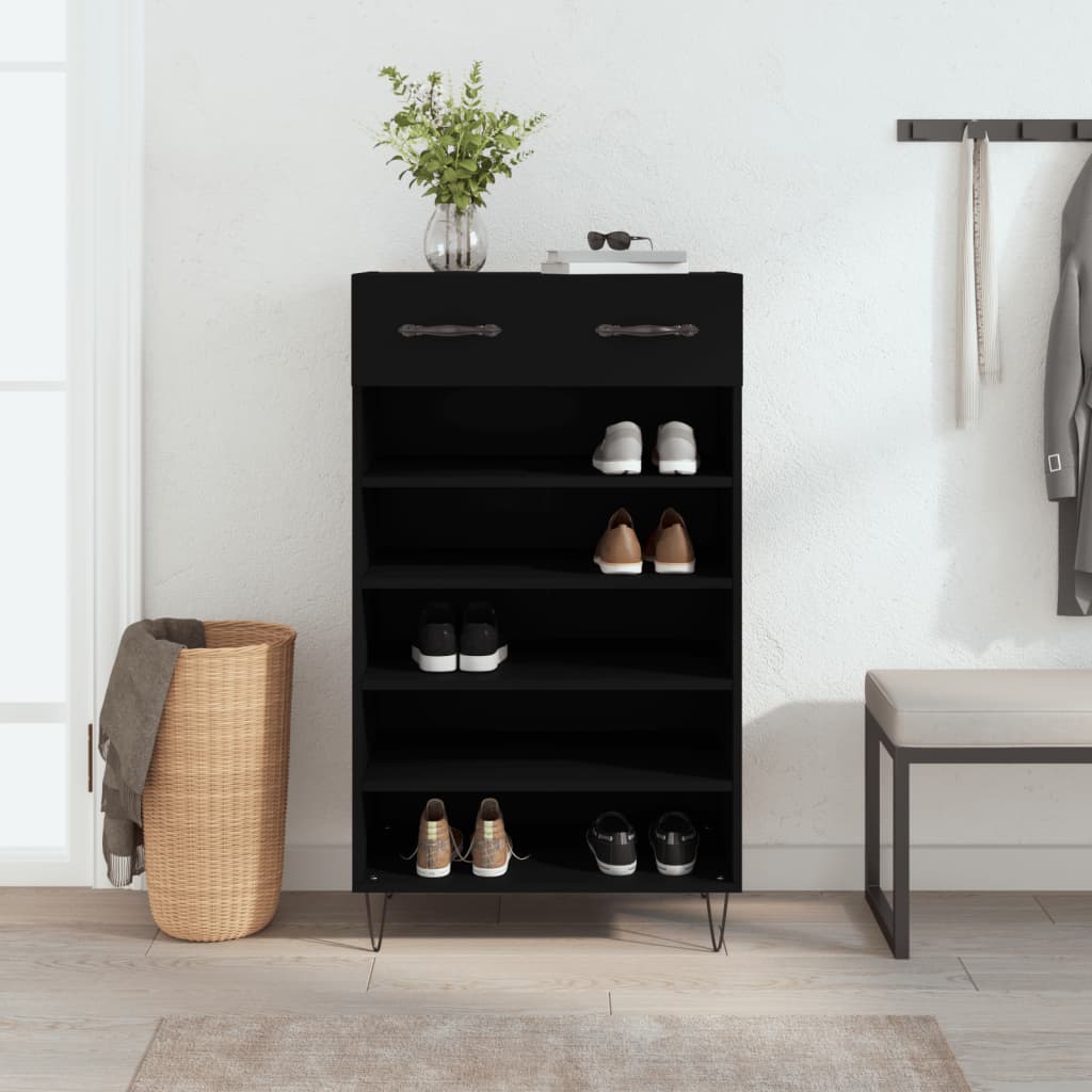 Shoe Cabinet Black 60x35x105 cm Engineered Wood