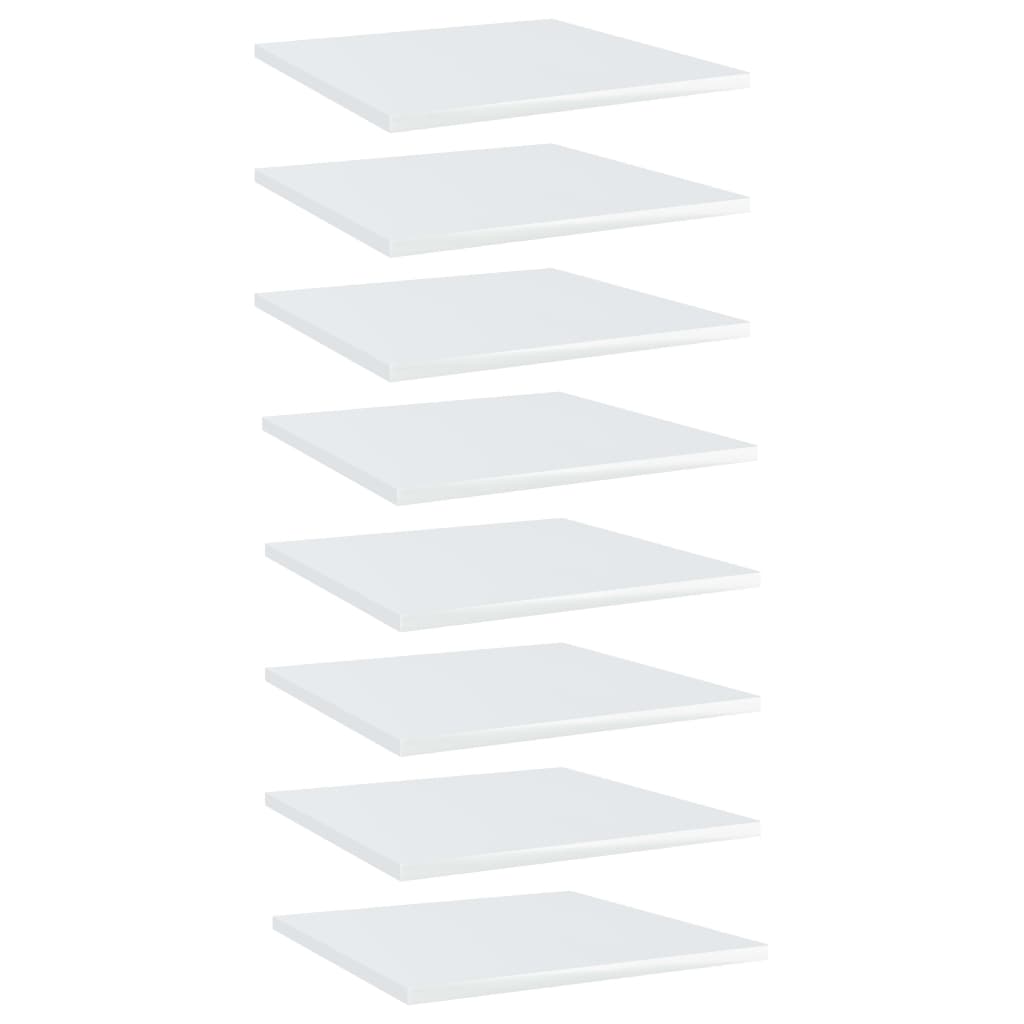 Bookshelf Boards 8 pcs High Gloss White 40x40x1.5 cm Engineered Wood