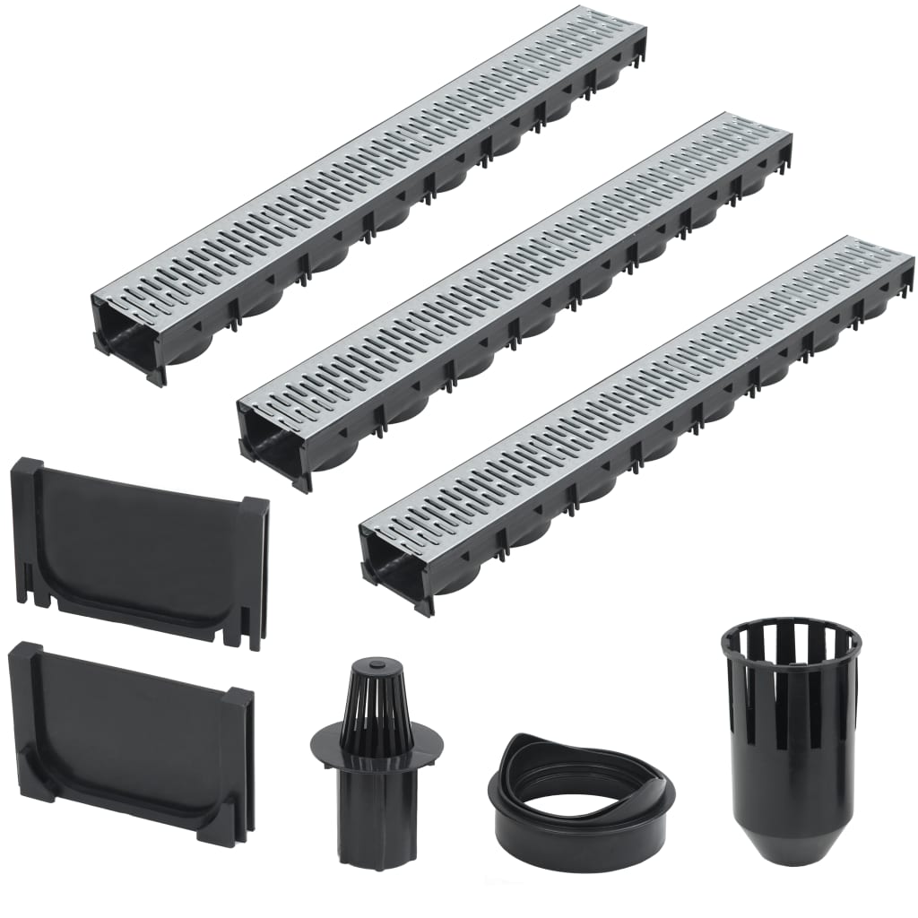 Drainage Channels 3 pcs Galvanised Steel 3 m