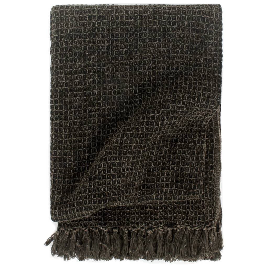 Throw Cotton 125x150 cm Anthracite/Brown