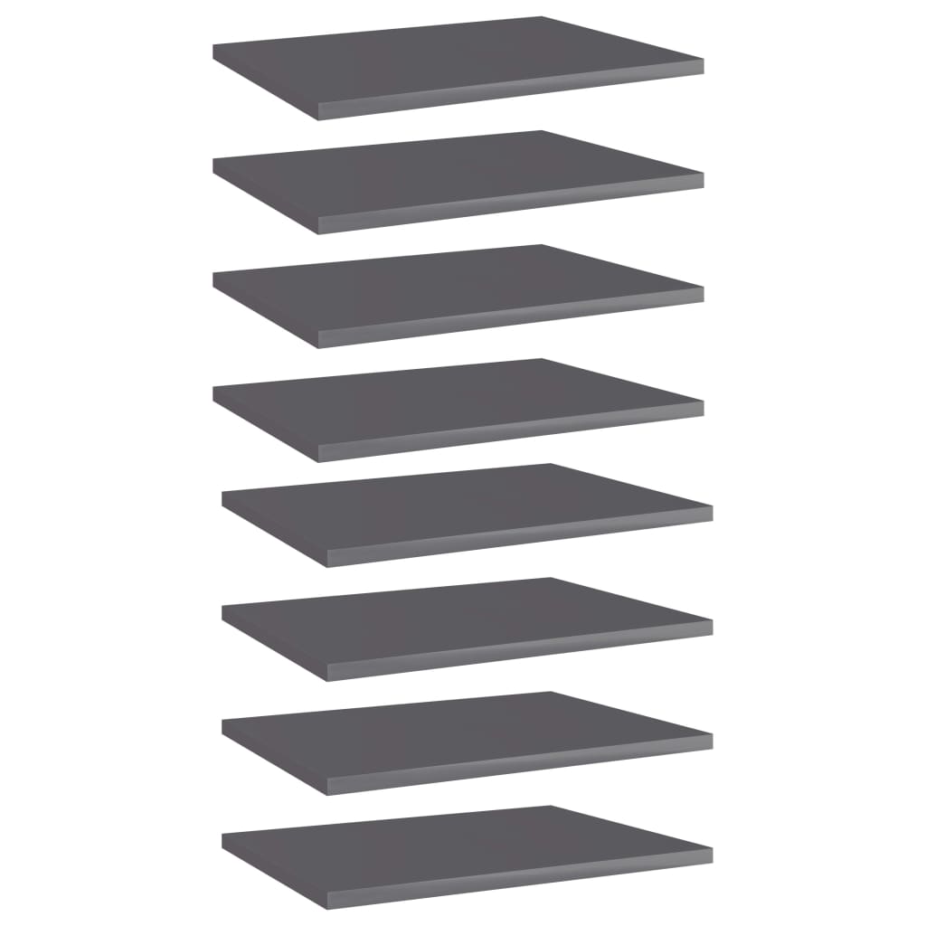 Bookshelf Boards 8 pcs High Gloss Grey 40x30x1.5 cm Engineered Wood