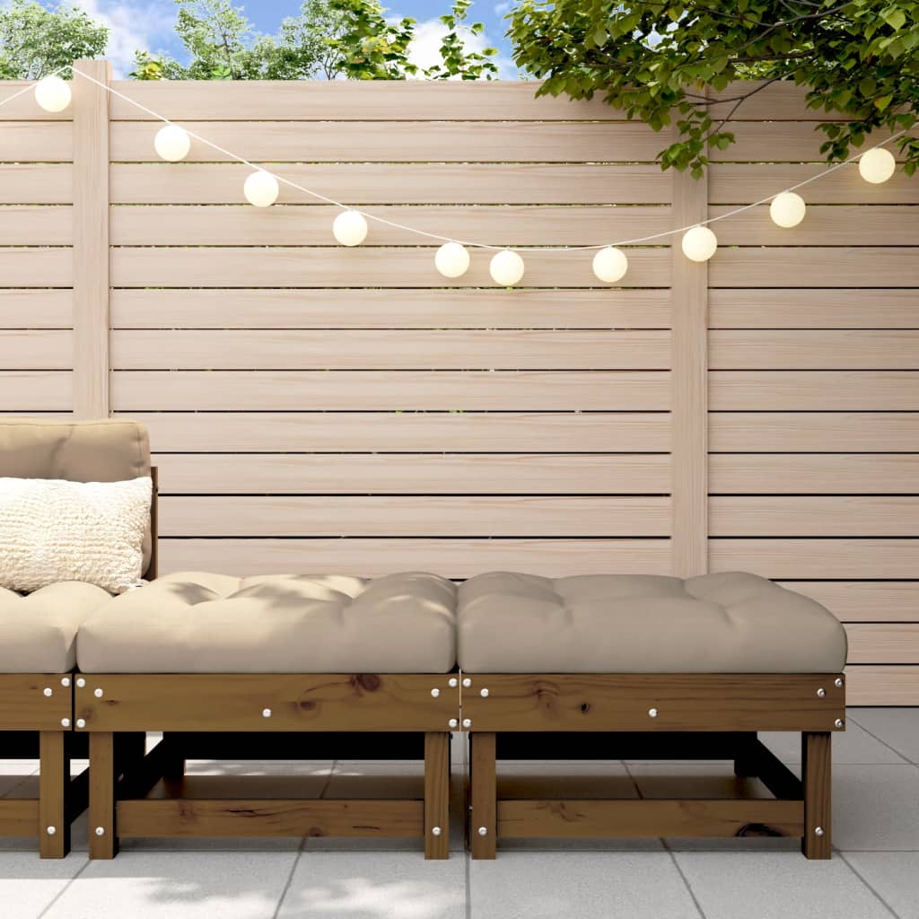 Garden Footstools with Cushions 2pcs Honey Brown Solid Wood Pine