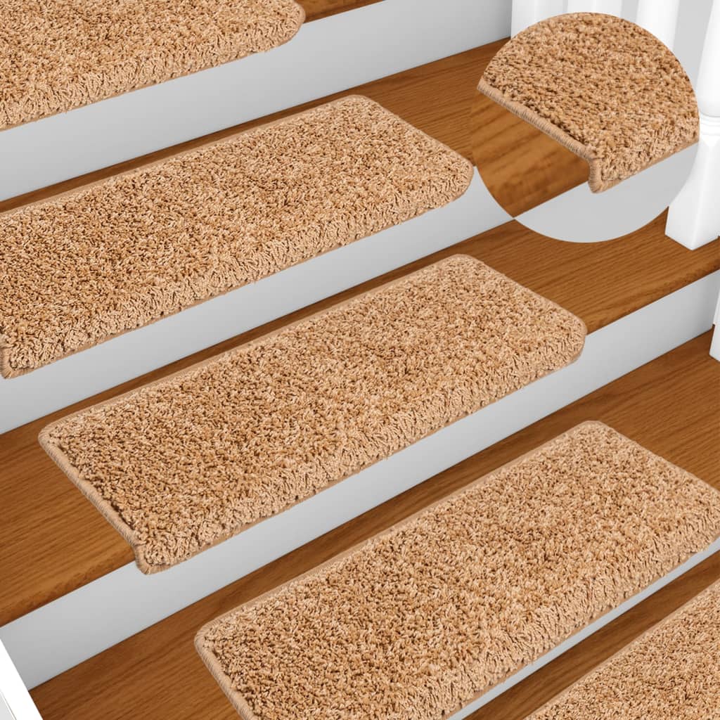 Stair Mats 10 pcs 65x21x4 cm Beige