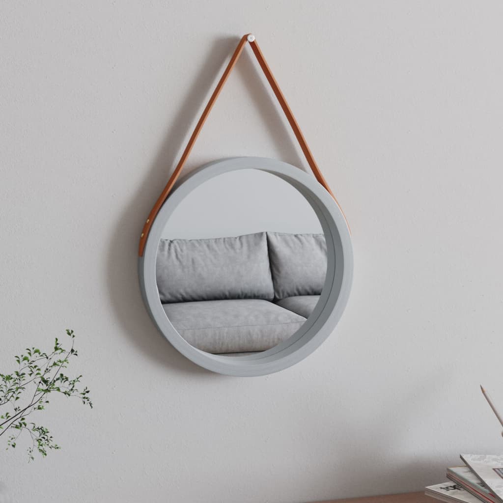 Wall Mirror with Strap Silver Ø 35 cm