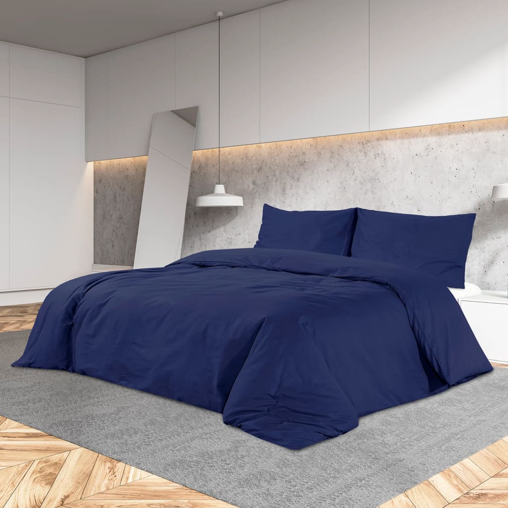 Duvet Cover Set Navy Blue 155x220 cm Light-weight Microfiber