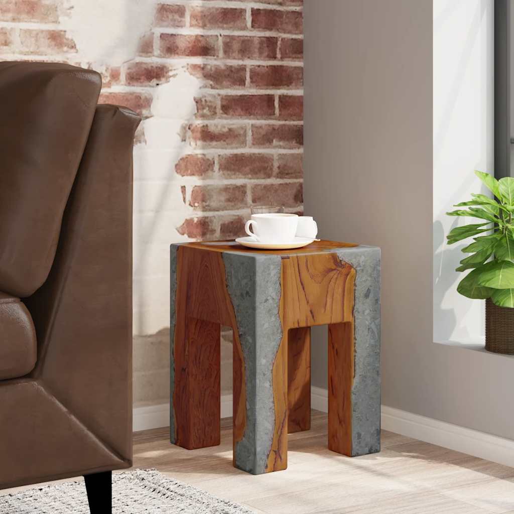 Stool Solid Teak Wood and Resin