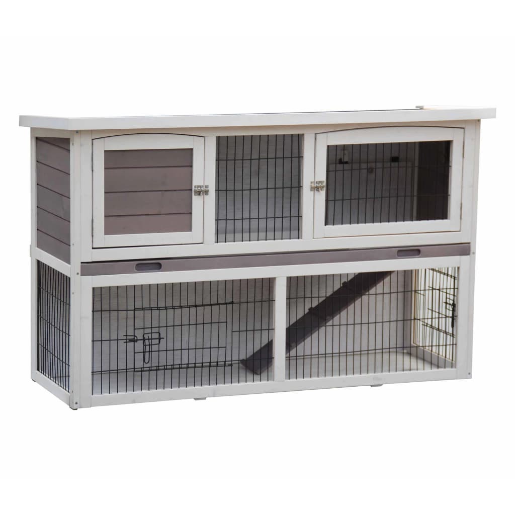 @Pet Rabbit Hutch Bigfoot Wood 137x50x85 cm White 26024