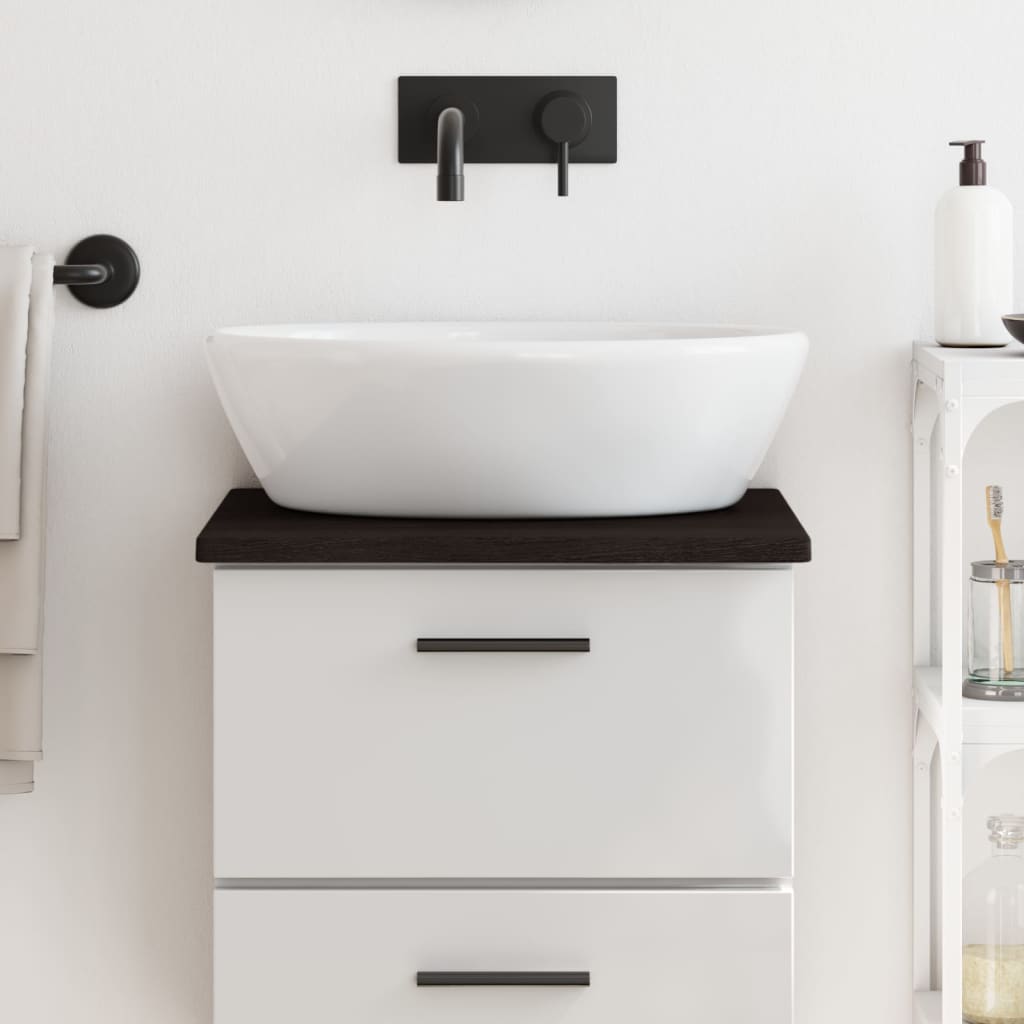 Bathroom Countertop Dark Grey 40x40x2 cm Treated Solid Wood