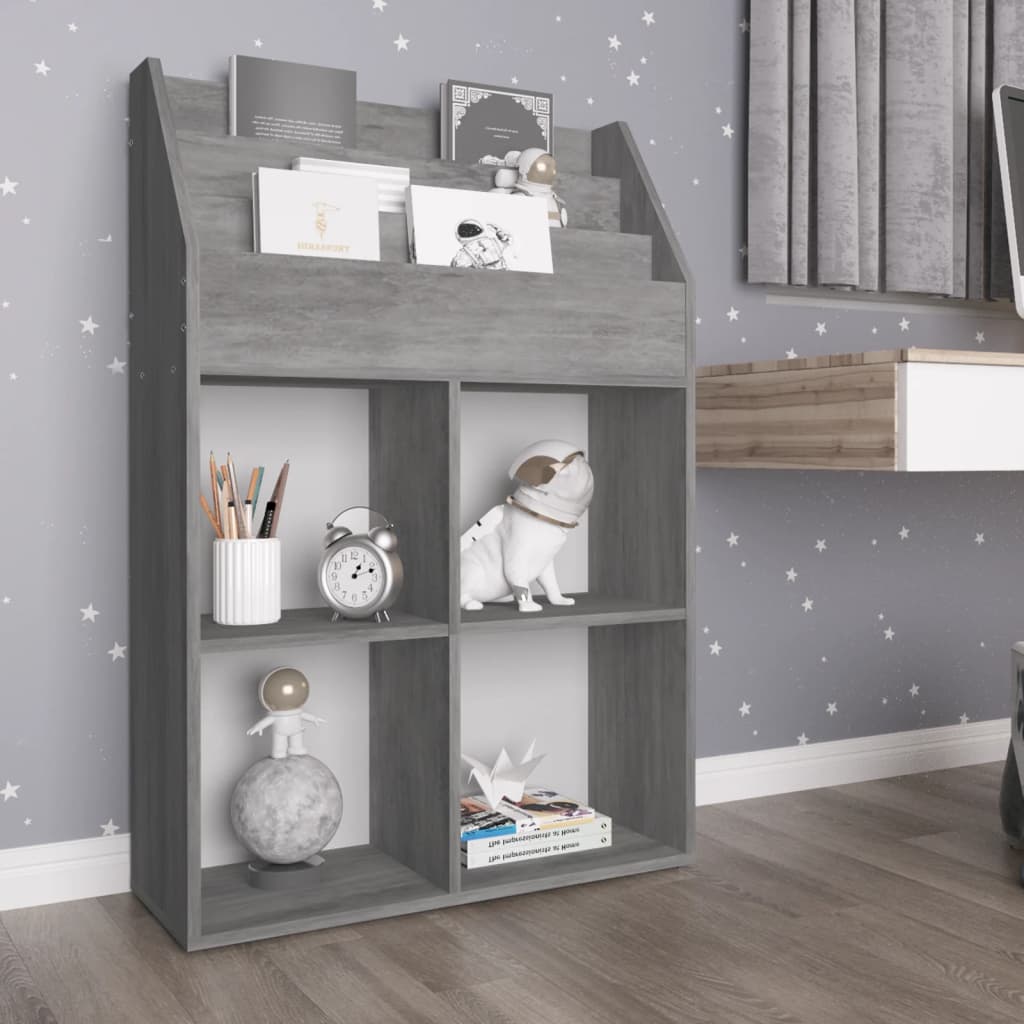 Children Magazine Rack Concrete Grey 71x30x114 cm Engineered Wood