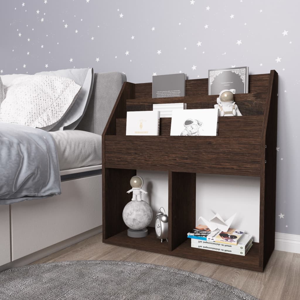 Children Magazine Rack Smoked Oak 71x30x78.5 cm Engineered Wood