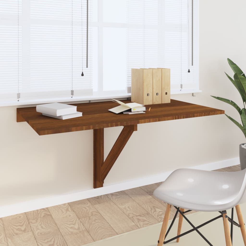 Folding Wall Table Brown Oak 100x60x56 cm Engineered Wood