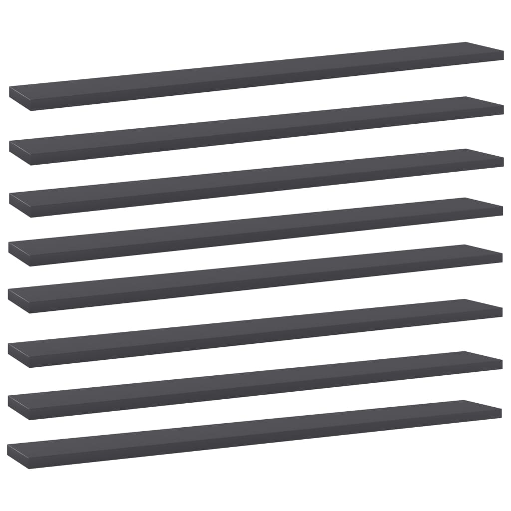 Bookshelf Boards 8 pcs Grey 80x10x1.5 cm Engineered Wood