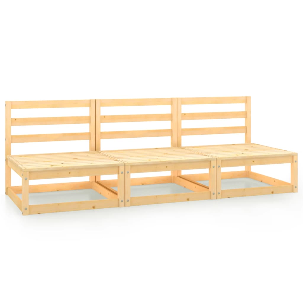 Garden Middle Sofas 3 pcs Solid Wood Pine