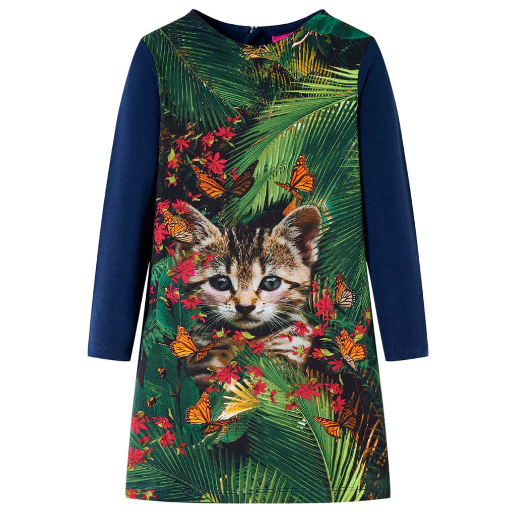 Kids' Dress with Long Sleeves Navy 140