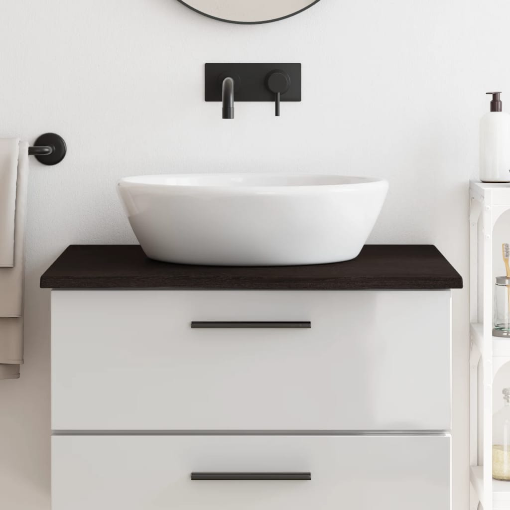 Bathroom Countertop Dark Grey 80x60x2 cm Treated Solid Wood
