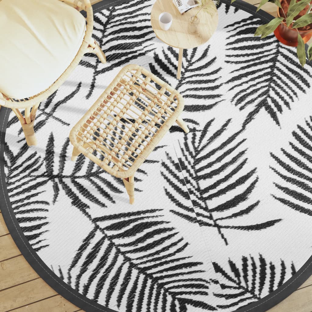 Outdoor Carpet ARAKIL White and Black Ø200 cm PP